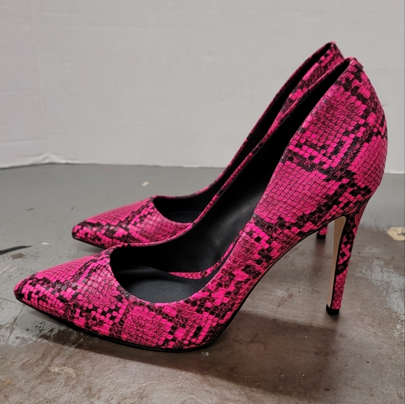 HOT PINK! JESSICA SIMPSON HEELS SZ 8.5 ANIMAL PRINT SHOES - Picture 1 of 8